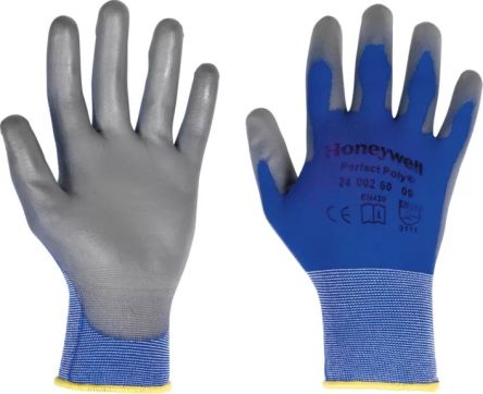 Honeywell Safety PERFECT POLY SKIN Blue, Grey Polyamide General Purpose Work Gloves, Size 9, Polyurethane Coating [2400 260 09]; 434-418