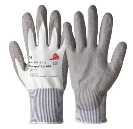 Honeywell Safety Camapur Cut 620 Grey, White Polyurethane Cut Resistant Work Gloves, Size 10 [062010841E]; 434-432