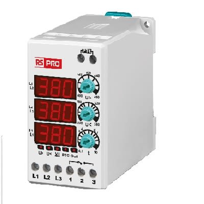 RS PRO Voltage Monitoring Relay, Three Phase, 1NO/1NC, 230 → 460V ac, DIN Rail or Panel [0]; 434-520