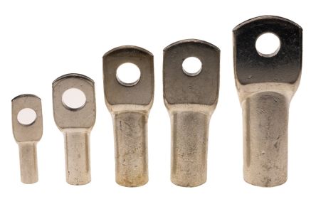 RS PRO Uninsulated Tubular Ring Terminal, 8.5mm Stud Size to 16mm² Wire Size, Brown [0]; 434-558