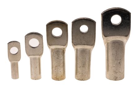 RS PRO Uninsulated Tubular Ring Terminal, 11mm Stud Size to 35mm² Wire Size, Silver [0]; 434-590