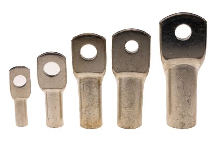 RS PRO Uninsulated Tubular Ring Terminal, 8.5mm Stud Size to 35mm² Wire Size, Silver [0]; 434-592