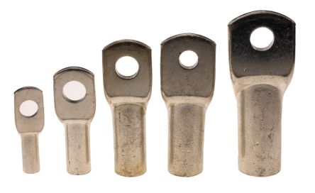 RS PRO Uninsulated Tubular Ring Terminal, 11mm Stud Size to 95mm² Wire Size, Silver [0]; 434-596