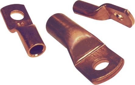 RS PRO Uninsulated Tubular Ring Terminal, 6.5mm Stud Size to 16mm² Wire Size, Brown [0]; 434-599