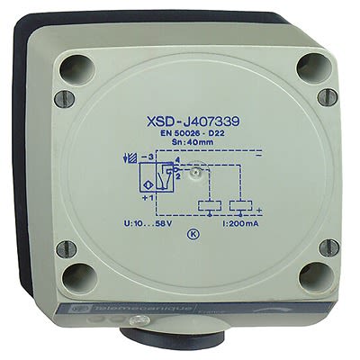 Telemecanique Sensors Inductive Flat Proximity Sensor, 40 mm Detection, PNP NO+NC, 12 → 48 V dc [XSDH407339]; 434-685