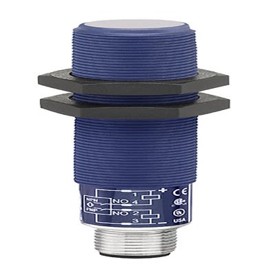 Telemecanique Sensors Ultrasonic Threaded Barrel Proximity Sensor, M18, 500 mm Detection, NPN/PNP NC, 12 → 24 V [XX318AU08EKAM12]; 434-691