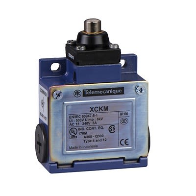 Telemecanique Sensors XCKM Series Plunger Limit Switch, NC, NO, IP66, 2P, Zinc Alloy Housing, 10A Max [XCKM510]; 434-700