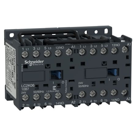 Schneider Electric TeSys TeSyS K Contactor, 200 → 208 V ac Coil, 3-Pole, 6, 1.5 kW, 1 NC + 1 NO, 690 V ac [LC2K0610L7]; 438-839