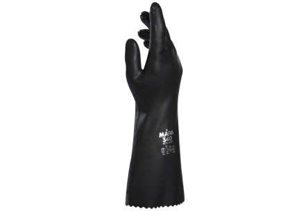 Mapa UltraNeo 340 Black Natural Latex, Polychloroprene Chemical Resistant Work Gloves, Size 7 [34340027]; 440-138