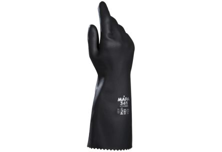 Mapa UltraNeo 341 Black Natural Latex, Polychloroprene Chemical Resistant Work Gloves, Size 8 [34341018]; 440-141