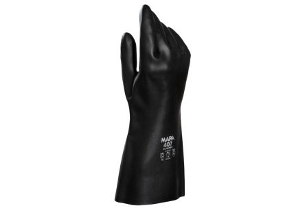Mapa UltraNeo 407 Black Polychloroprene Chemical Resistant Work Gloves, Size 10 [34407010]; 440-157
