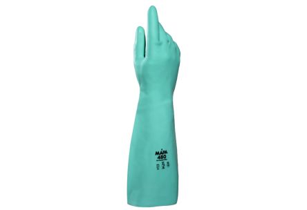 Mapa Ultranitril 480 Green Nitrile Chemical Resistant Gloves, Size 10 [34480010]; 440-166