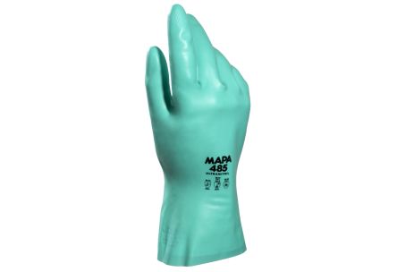 Mapa Ultranitril 485 Green Nitrile Chemical Resistant Gloves, Size 7 [34485007]; 440-172