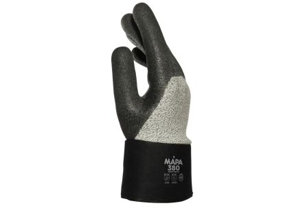 Mapa KryTech 380 Black, Grey Nitrile Abrasion Resistant, Cut Resistant, General Purpose, Puncture Resistant, Tear [34380008]; 440-258