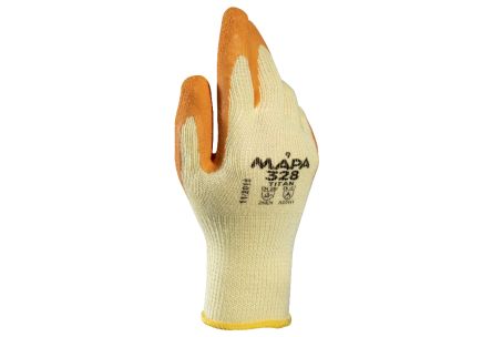 Mapa Titan 328 Orange, Yellow Natural Latex Abrasion Resistant, Cut Resistant, General Purpose, Puncture Resistant, [34328020]; 440-402