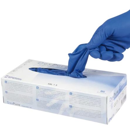 Honeywell Safety DexPure 801-30 Blue Powder-Free Natural Latex Disposable Gloves, Size 7, 50Gloves per Pack [4580130-07]; 440-431