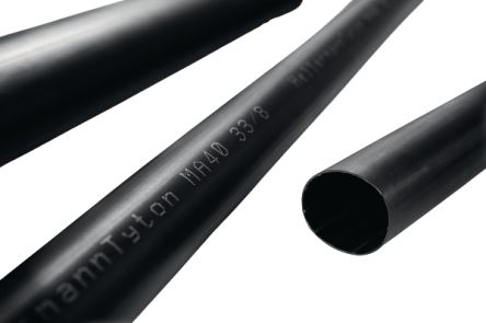 HellermannTyton Adhesive Lined Heat Shrink Tubing, Black 22mm Sleeve Dia. x 1m Length Up to 4:1 Ratio, MA40 Series [323-00104]; 440-539