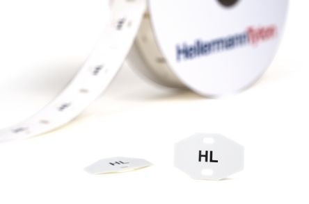 HellermannTyton TAGPU Cable Tie Cable Marker, White, Pre-printed "Ladder Style", for Large Cable Bundles And Wires, [556-80527]; 440-585