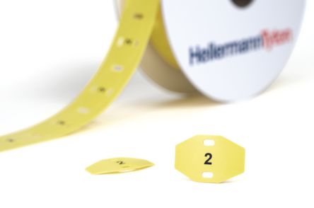HellermannTyton TAGPU Cable Tie Cable Marker, Yellow, Pre-printed "Ladder Style", for Large Cable Bundles And Wires, [556-80528]; 440-586