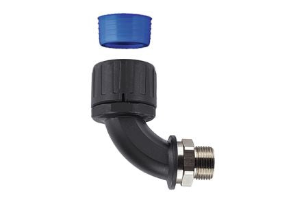 HellermannTyton External Thread Elbow, Conduit Fitting, 34mm Nominal Size, M32, Nylon 66, Black IP66, IP67, IP68, IP69K [166-23105]; 440-598