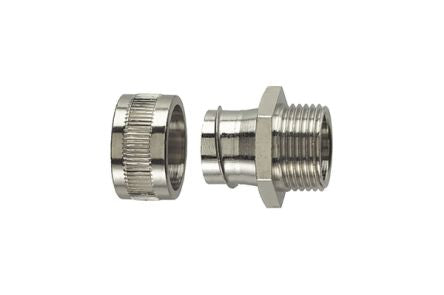 HellermannTyton Fixed External Thread Fitting, Conduit Fitting, 40mm Nominal Size, PG36, Nickel Plated Brass, Metal [166-30318]; 440-602