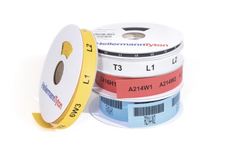 HellermannTyton TCGT Heat Shrink Cable Marker, Black, Pre-printed "Continuous Tube", 8 → 24mm Cable, for [553-32452]; 440-687