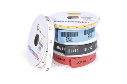 HellermannTyton TULT Heat Shrink Cable Marker, Yellow, Pre-printed "Continuous Tube", 4 → 12mm Cable, for [553-41250]; 440-690
