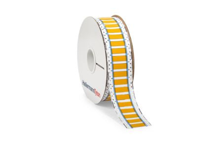 HellermannTyton TLFX DS Suspend Heat Shrink Cable Marker, Yellow, Pre-printed "Ladder Style", 19 → 38.1mm Cable, [553-60018]; 440-700