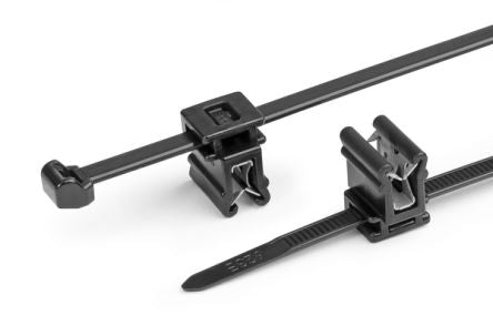 HellermannTyton Cable Tie, Outside Serrated, 200mm x 4.6 mm, Black Nylon, Pk-100 [156-00948]; 440-889
