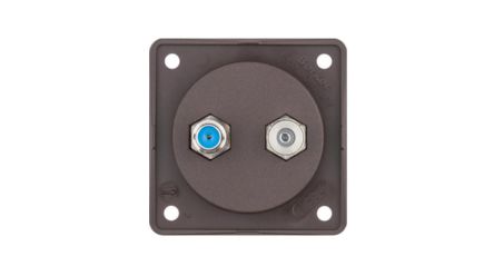 F Brown Female 2 Outlet TV Aerial Connector, Flush Mount [945602501]; 440-952