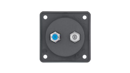 F Anthracite Female 2 Outlet TV Aerial Connector, Flush Mount [945602505]; 440-954