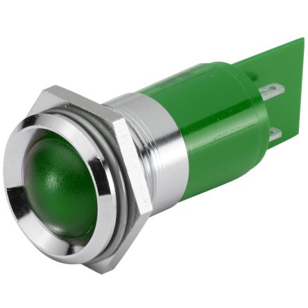 EAO 17-53 Series Green Panel Mount Indicator, 24, 22.3 Mounting Hole Size, Plug-In Termination, IP40, IP65 [17-530351]; 442-156