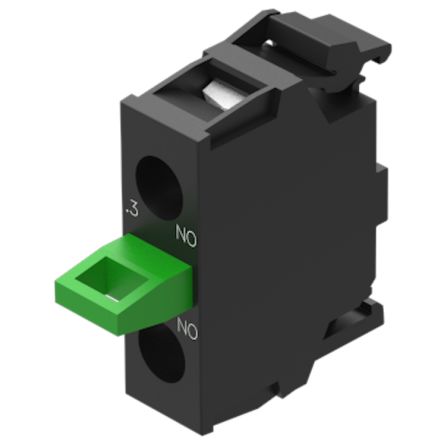 EAO Series 45 Series Push Button Switch, Momertary, Base Mounting, 29.5 Cutout, 1 NC + 2 NO, 500, IP65, IP67, IP69K [45-311.2Z10]; 442-207