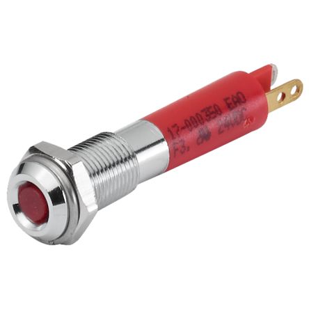 EAO 17-04 Series Red Panel Mount Indicator, 24, 8 Mounting Hole Size, Plug-In Termination, IP40, IP65 [17-041350]; 442-501