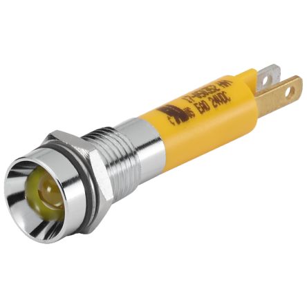 EAO 17-05 Series Yellow Panel Mount Indicator, 24, 8 Mounting Hole Size, Plug-In Termination, IP40, IP65 [17-050352]; 442-509