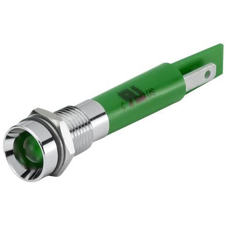 EAO 17-08 Series Green Panel Mount Indicator, 24, 8 Mounting Hole Size, Plug-In Termination, IP40, IP65 [17-080355]; 442-525