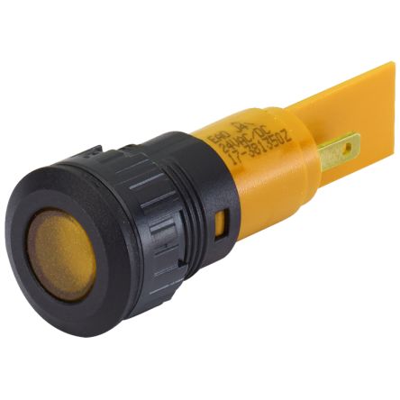 EAO 17-38 Series Yellow Panel Mount Indicator, 24, 16.2 Mounting Hole Size, Plug-In Termination, IP40, IP65 [17-381352Z]; 442-668
