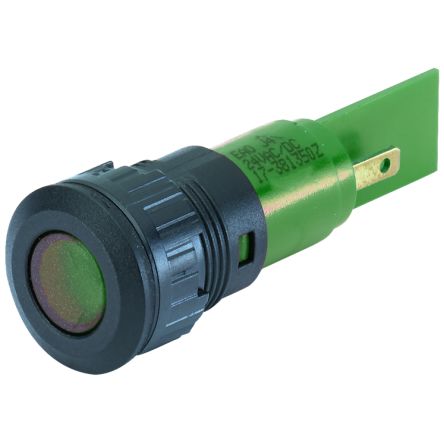 EAO 17-41 Series Green Panel Mount Indicator, 230, 16.2 Mounting Hole Size, Plug-In Termination, IP40, IP65 [17-411231Z]; 442-682