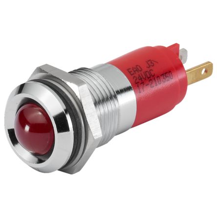 EAO 17-22 Series Red Panel Mount Indicator, 24, 14 Mounting Hole Size, Plug-In Termination, IP40, IP65 [17-221350]; 442-815