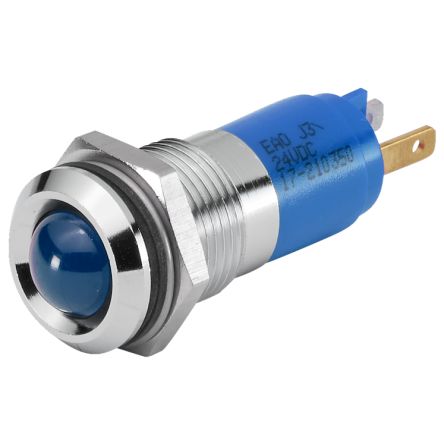 EAO 17-2A Series Blue Panel Mount Indicator, 24, 14 Mounting Hole Size, Plug-In Termination, IP40, IP65 [17-2A0357]; 442-821