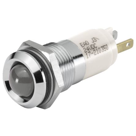 EAO 17-2A Series White Panel Mount Indicator, 24, 14 Mounting Hole Size, Plug-In Termination, IP40, IP65 [17-2A035W]; 442-822