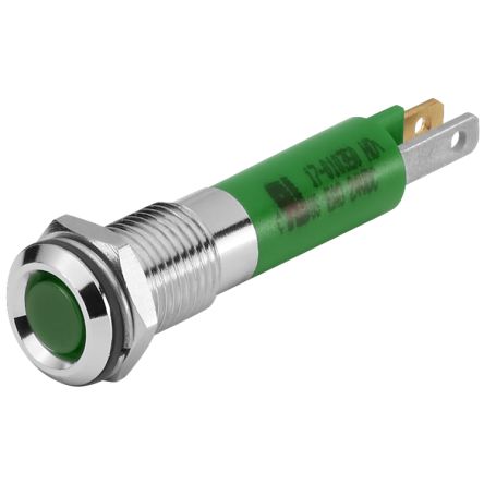 EAO 17-01 Series Green Panel Mount Indicator, 24, 8 Mounting Hole Size, Plug-In Termination, IP40, IP65 [17-010351]; 443-458