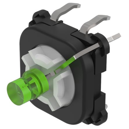 EAO Series 70 Series Illuminated Push Button Switch, Momertary, PCB, 1 NO, Green LED, 42 [70-220.5S]; 443-681