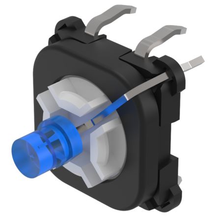 EAO Series 70 Series Illuminated Push Button Switch, Momertary, PCB, 2.5 Cutout, 1 NO, Blue LED, 42 [70-220.6S]; 443-682