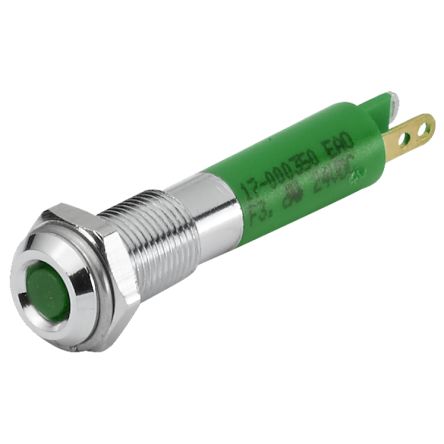 EAO 17-00 Series Green Panel Mount Indicator, 24, 6 Mounting Hole Size, Plug-In Termination, IP40, IP65 [17-000351]; 443-760