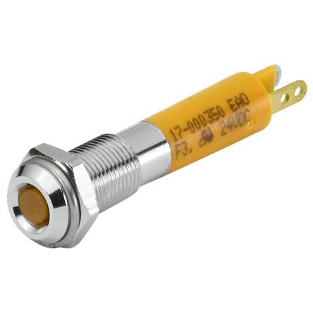 EAO 17-00 Series Yellow Panel Mount Indicator, 24, 6 Mounting Hole Size, Plug-In Termination, IP40, IP65 [17-000352]; 443-761