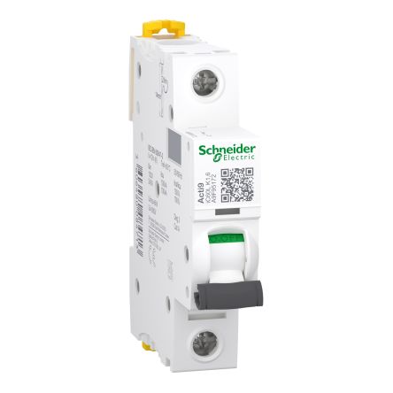 Schneider Electric Acti9 Acti9 iC60 MCB, 1P, 1.6A Curve K, 240V AC, 72V DC, 100 kA Breaking Capacity [A9F95172]; 444-262