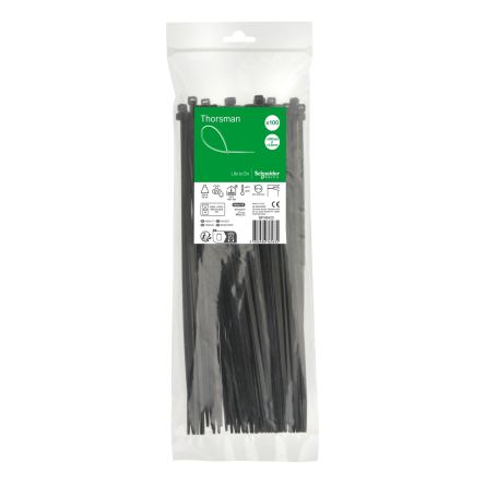 Schneider Electric Cable Tie, , 300mm x 4.8 mm, Black Nylon, Pk-1 [IMT46420]; 446-876