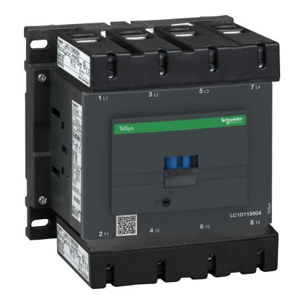 Schneider Electric TeSys TeSyS D Contactor, 48 V dc Coil, 4-Pole, 200 A, 270 → 365 W, 4NO, 460 V dc [LC1D115004ED]; 446-884