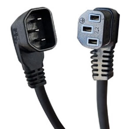 RS PRO Right Angle IEC C13 Socket to Straight IEC C14 Plug Power Cord, 2m [0]; 447-006